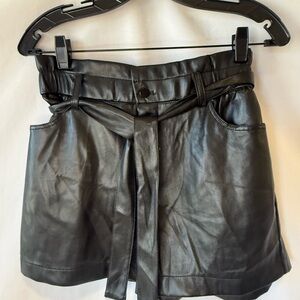 Black Leather Women Shorts
